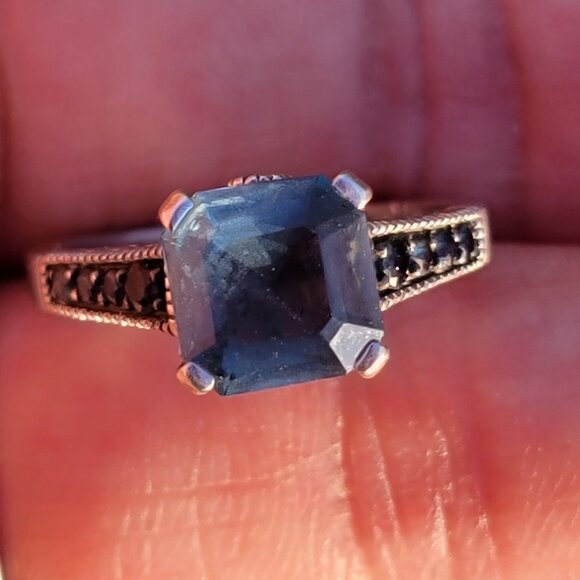 Designer SIRI USA 925 sterling silver asher cut topaz prong set with pave set da - Picture 6 of 16